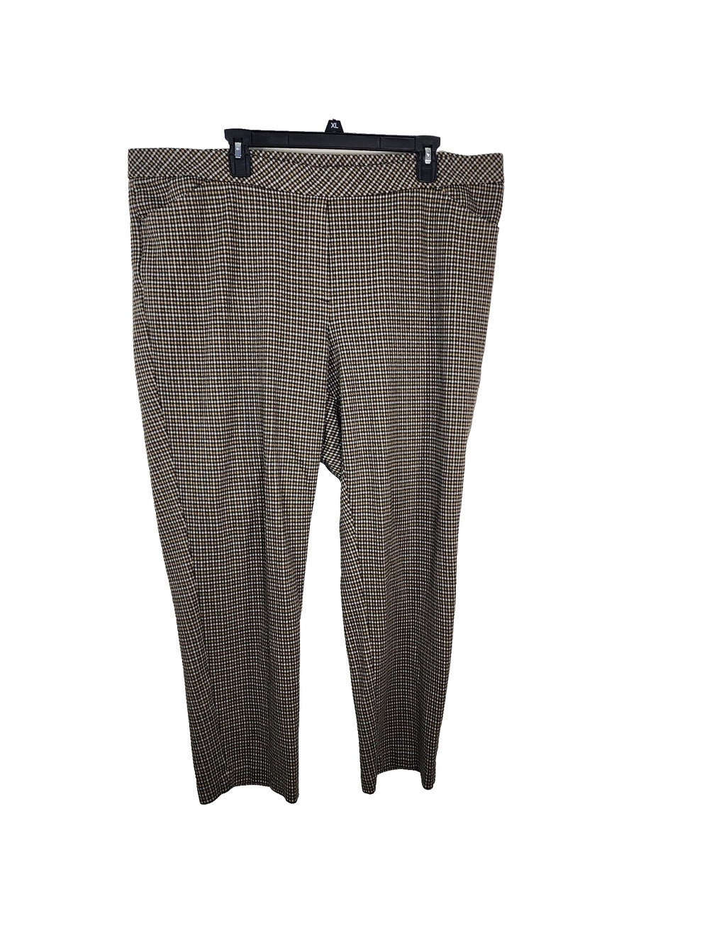J. Jill Women Pants Size 3X Ponte Pull On Black Tan Checked Slim Leg Pocket Knit